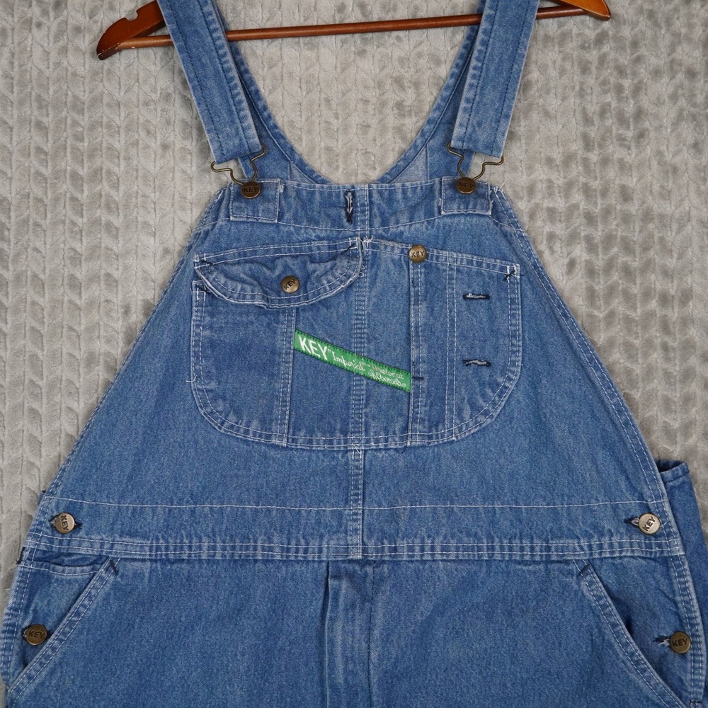 Key Imperial Overalls Mens 44x34 Blue Denim Workwear Bibs Cotton Relaxed Fit